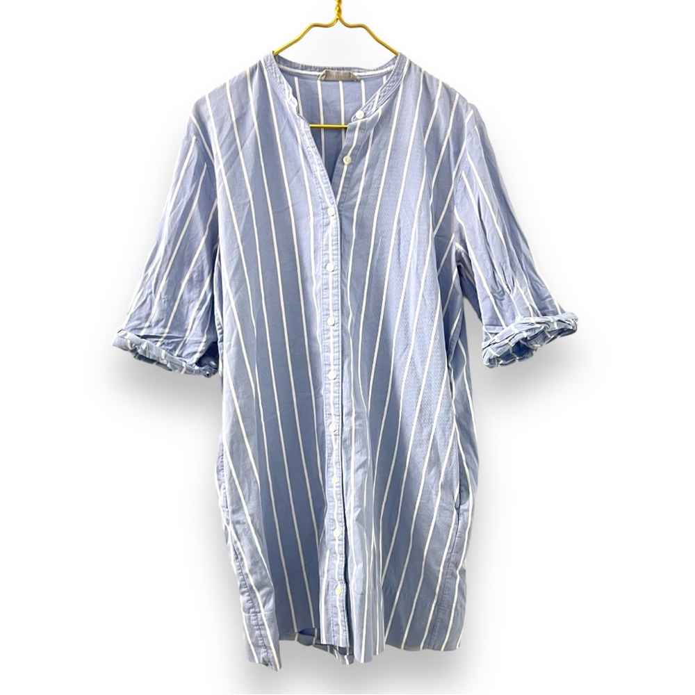 Everlane Coastal Blue and White Striped Shirt Dress